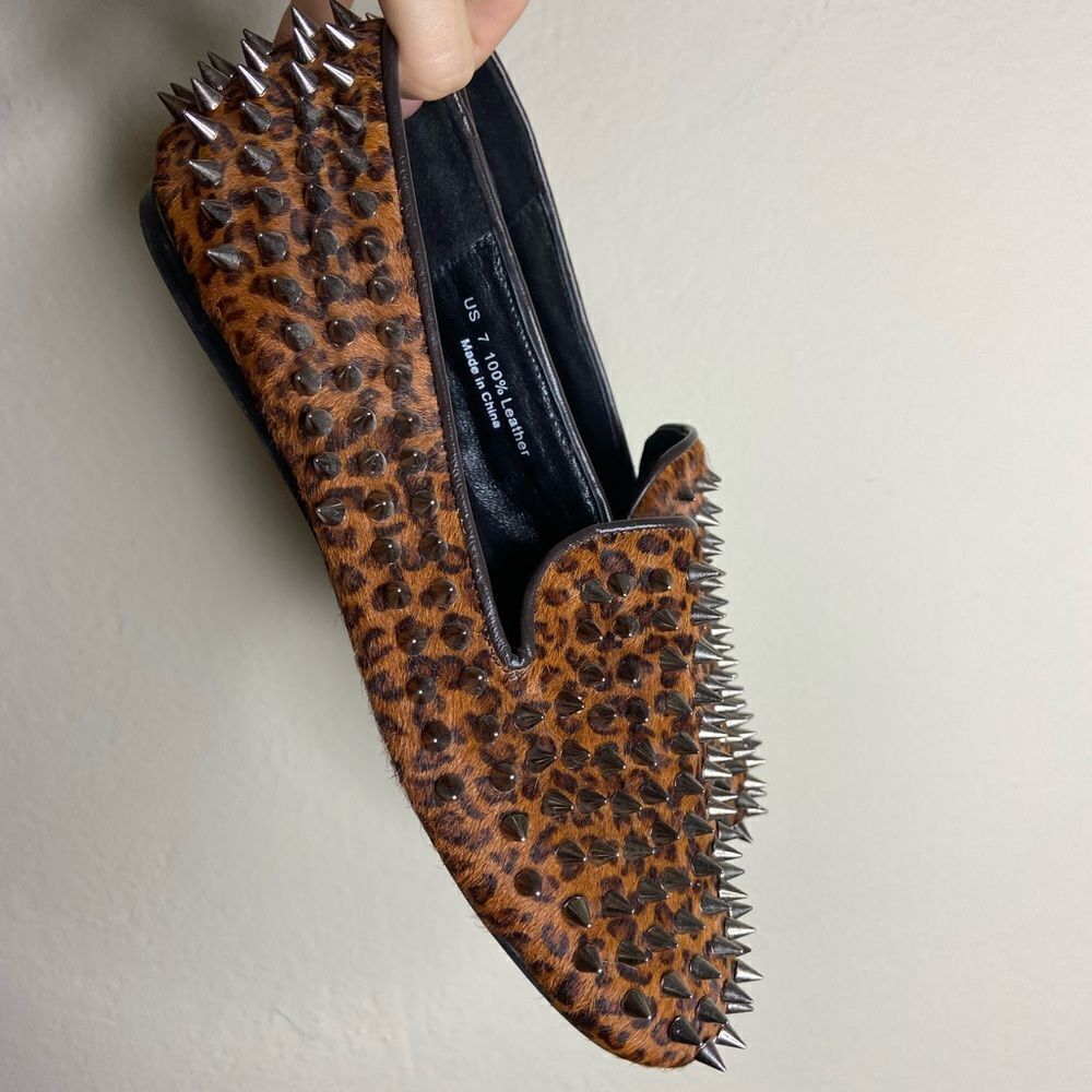 Unif Hellraiser Spiked Leopard Print Loafers Size… - image 6